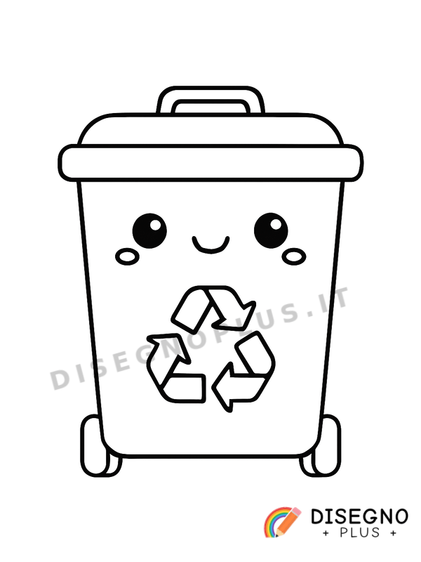 Disegno Bidone del riciclo blu aperto   da stampare e colorare