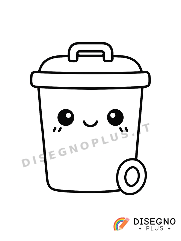 Disegno Bidone differenziata con simboli   da stampare e colorare