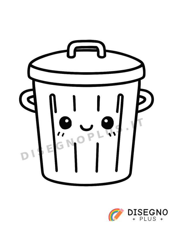 Disegno Bidone per rifiuti con coperchio   da stampare e colorare