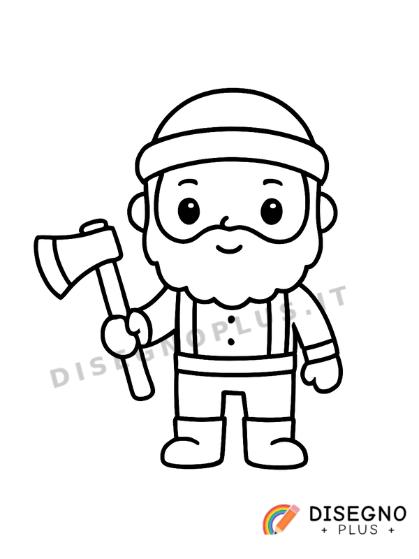 Disegno Boscaiolo con ascia sul ceppo   da stampare e colorare
