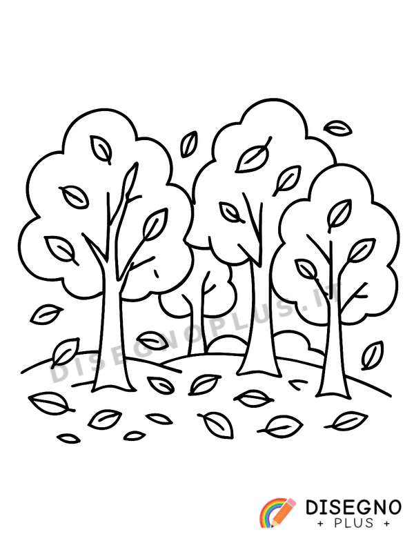 Disegno Boschi con foglie secche da colorare