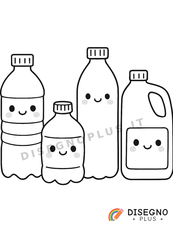 Disegno Bottiglie di plastica trasparenti   da stampare e colorare