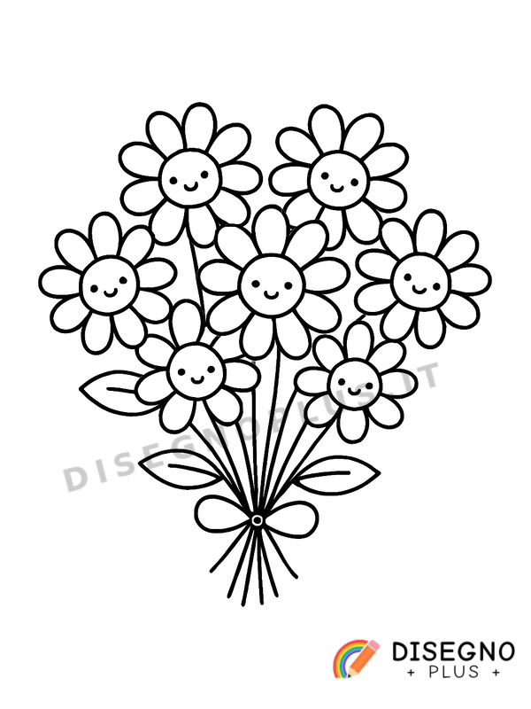 Disegno Bouquet di fiori misti colorati   da stampare e colorare