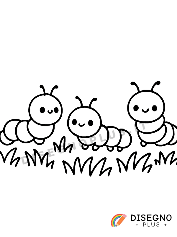 Disegno Bruchi sull'erba fresca al mattino presto   da stampare e colorare