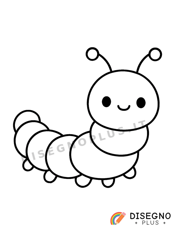 Disegno Bruco con strisce colorate e occhi simpatici   da stampare e colorare