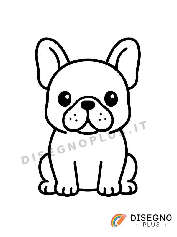 Disegno Bulldog francese con fiocco a pois   da stampare e colorare