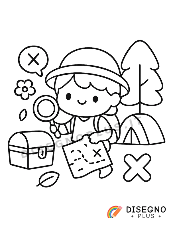 Disegno Caccia al tesoro con mappa   da stampare e colorare