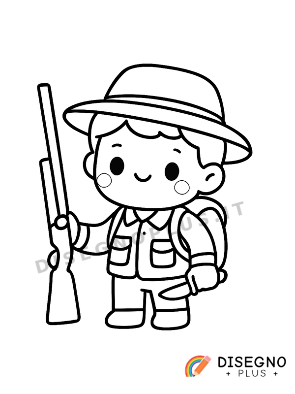 Disegno Cacciatore con fucile e zaino   da stampare e colorare