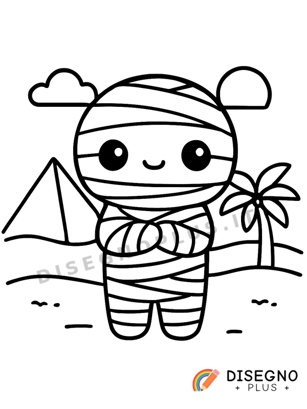 Disegno Cadavere mummificato con bende e amuleti   da stampare e colorare