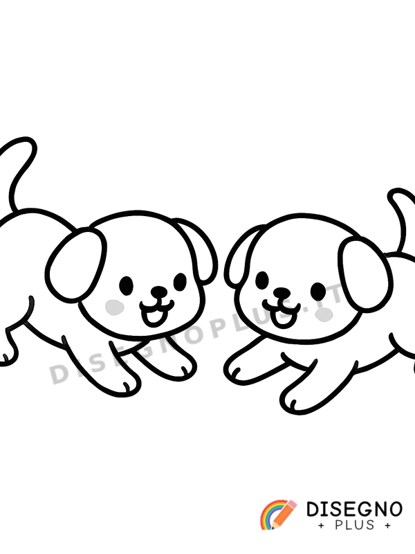 Disegno Cagnolini che giocano con un osso   da stampare e colorare