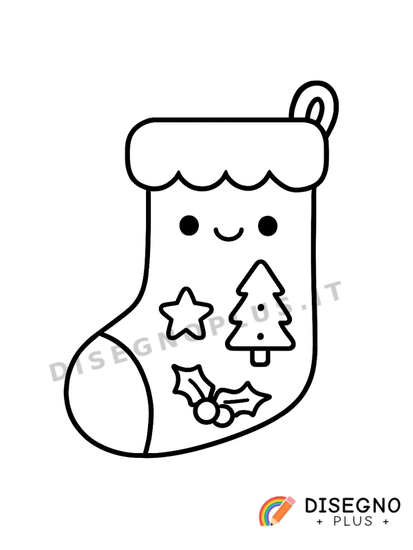 Disegno Calza di Natale appesa al camino acceso   da stampare e colorare