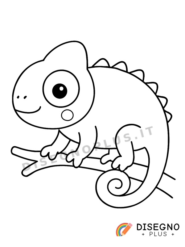 Disegno Camaleonte che cambia colore su una foglia verde   da stampare e colorare