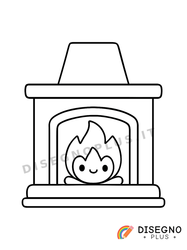 Disegno Camino con fiamme e fumo   da stampare e colorare