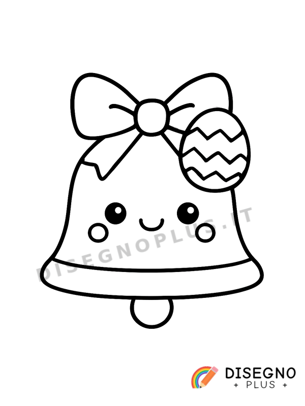 Disegno Campana di Pasqua con fiocco e fiori   da stampare e colorare