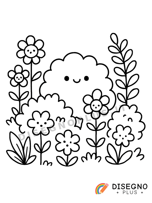 Disegno Campo di fiori da colorare
