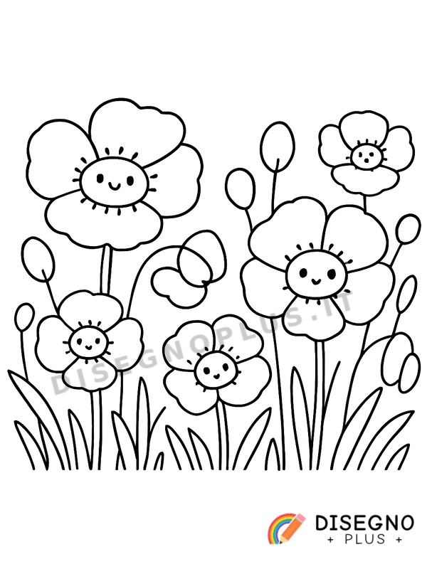 Disegno Campo di papaveri da colorare