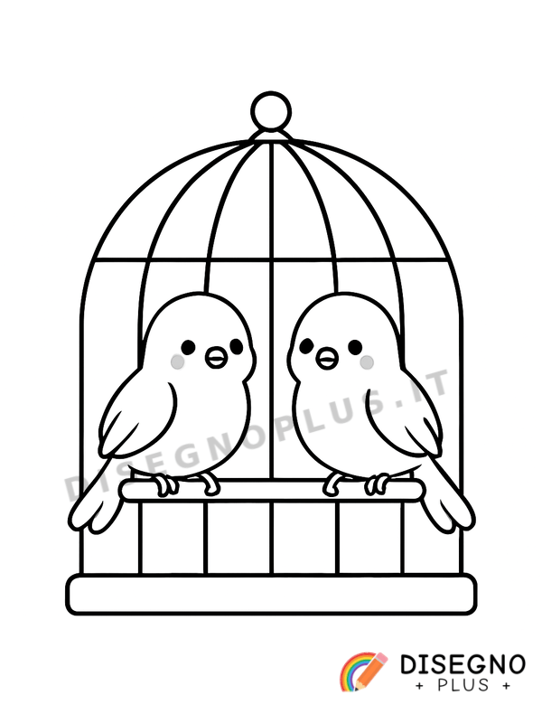 Disegno Canarini gialli in gabbia aperta   da stampare e colorare