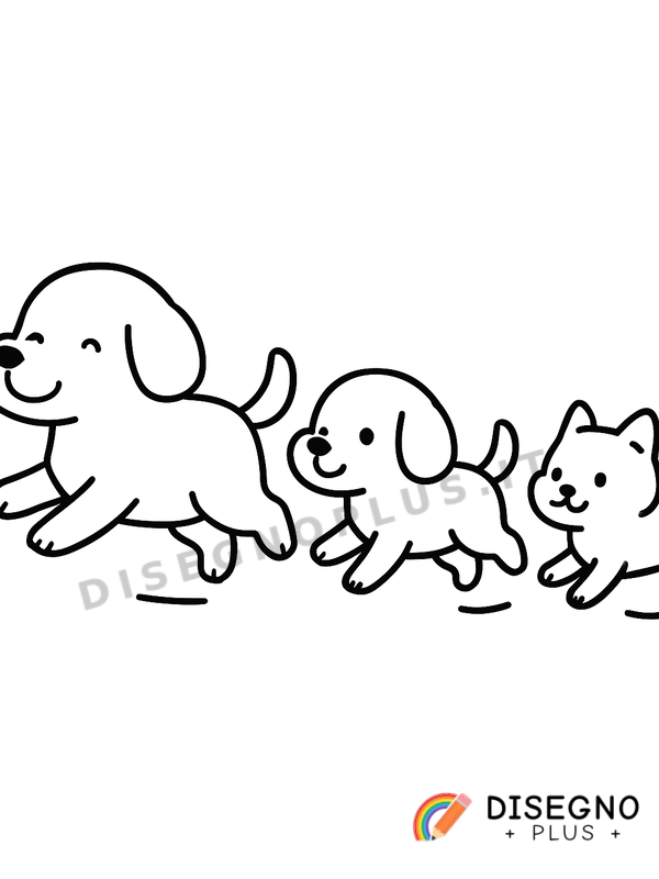 Disegno Cani che corrono nel parco   da stampare e colorare