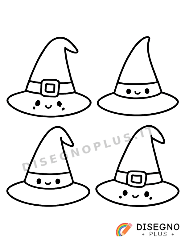 Disegno Cappelli appuntiti da strega per Halloween   da stampare e colorare