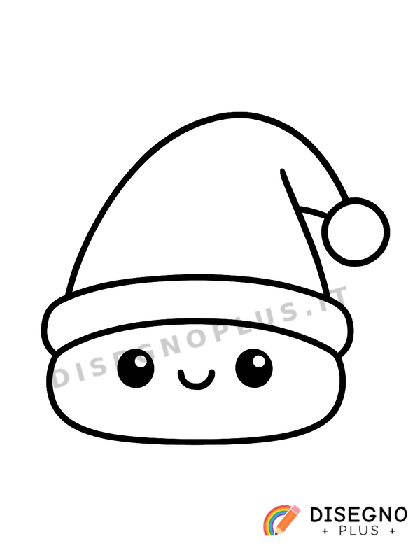 Disegno Cappello di Babbo Natale rosso con pompon   da stampare e colorare