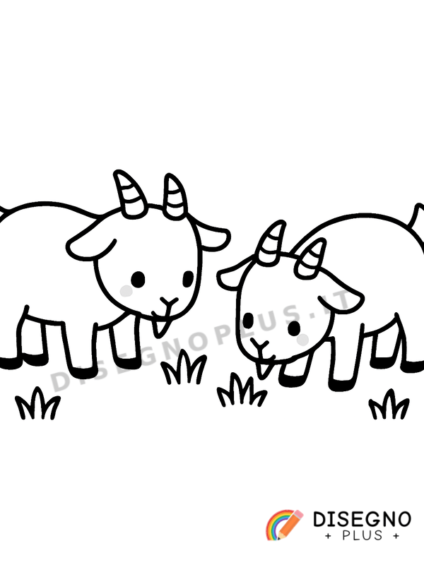 Disegno Capre che brucano su collina verde   da stampare e colorare
