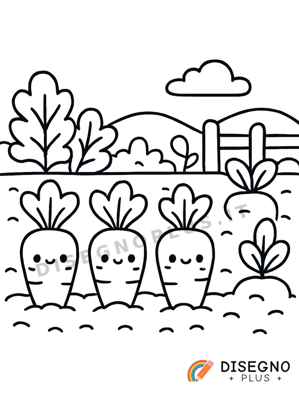 Disegno Carote nell’orto da colorare