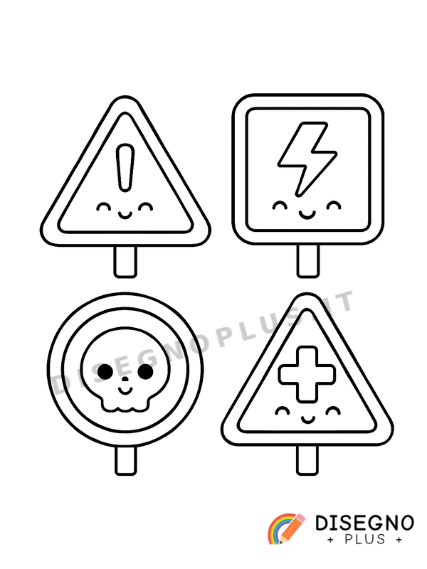 Disegno Cartelli di pericolo con simboli   da stampare e colorare