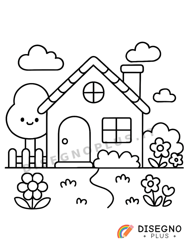 Disegno Casa con giardino da colorare