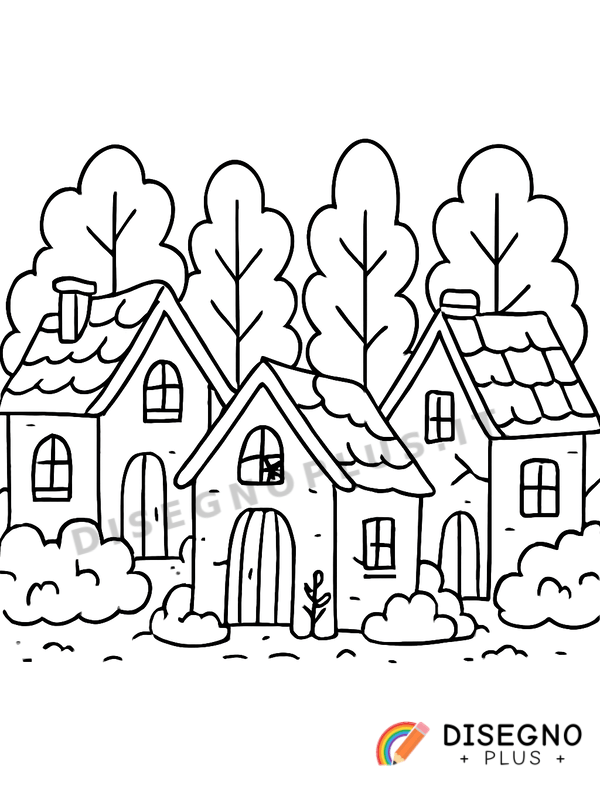 Disegno Case abbandonate con porte cigolanti e mistero   da stampare e colorare