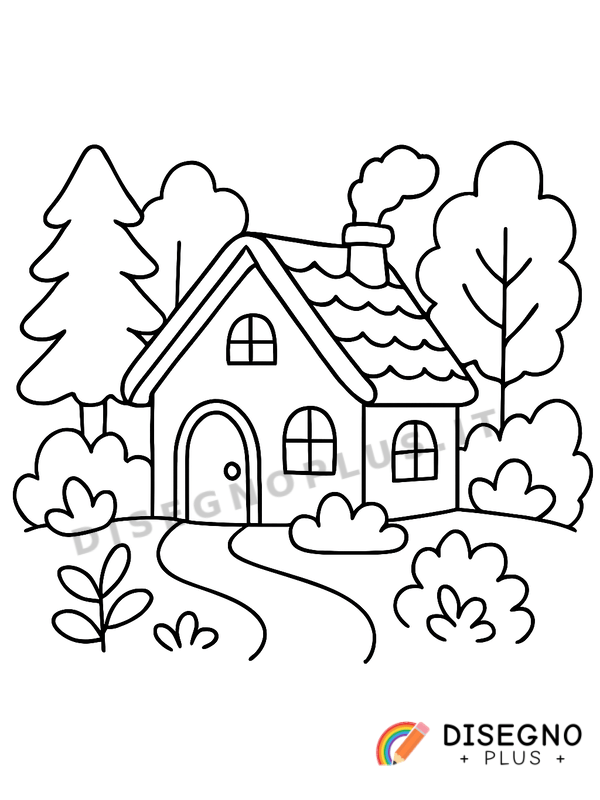 Disegno Casetta nel bosco da colorare