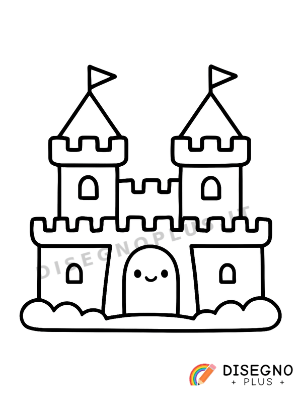 Castelli fortificati con mura e ponti levatoi Disegno Castelli fortificati con mura e ponti levatoi da stampare e colorare