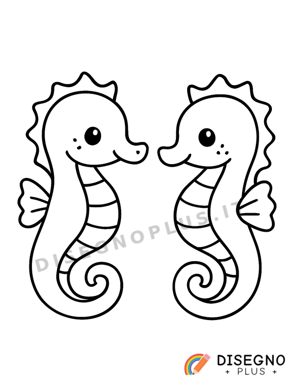 Disegno Cavallucci di mare tra le alghe danzanti   da stampare e colorare