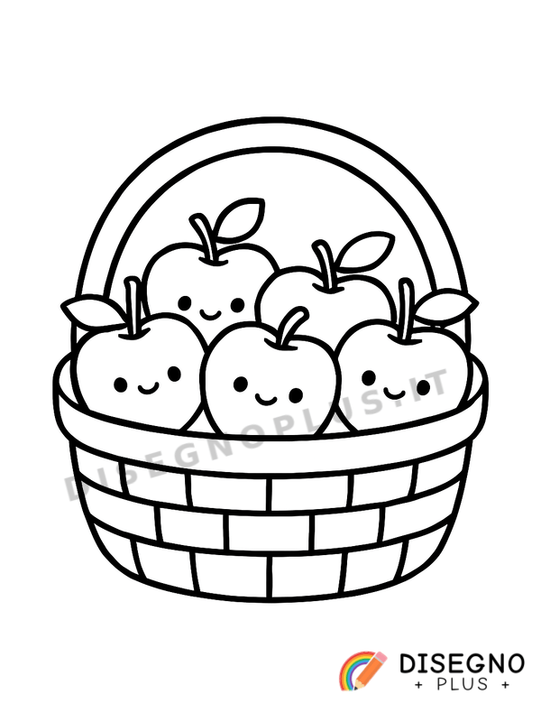 Disegno Cesto con mele rosse e verdi   da stampare e colorare