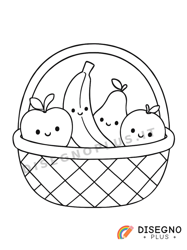 Disegno Cesto di frutta mista colorata   da stampare e colorare