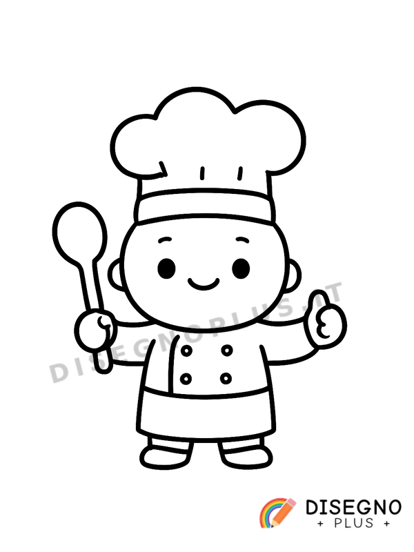 Disegno Chef con cappello e mestolo   da stampare e colorare