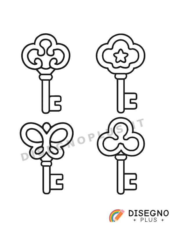 Disegno Chiavi antiche appese a un chiodo   da stampare e colorare