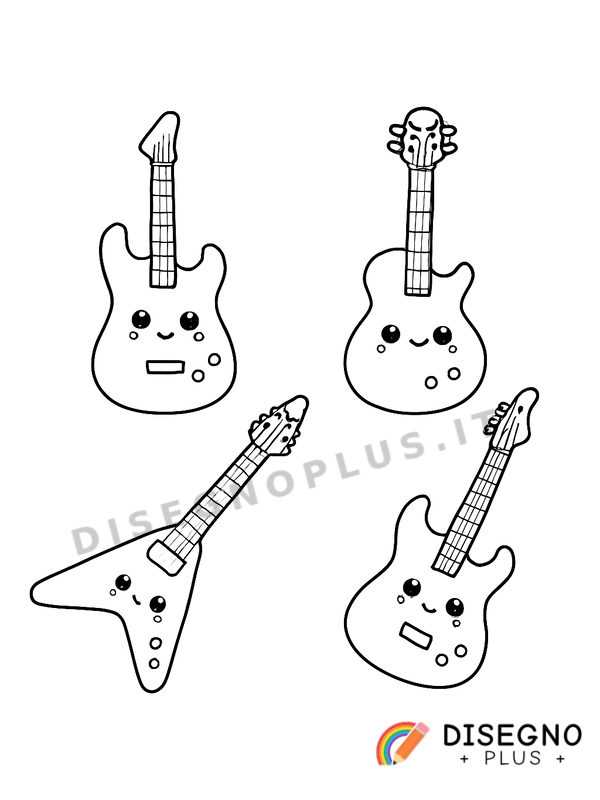 Disegno Chitarre elettriche in concerto   da stampare e colorare