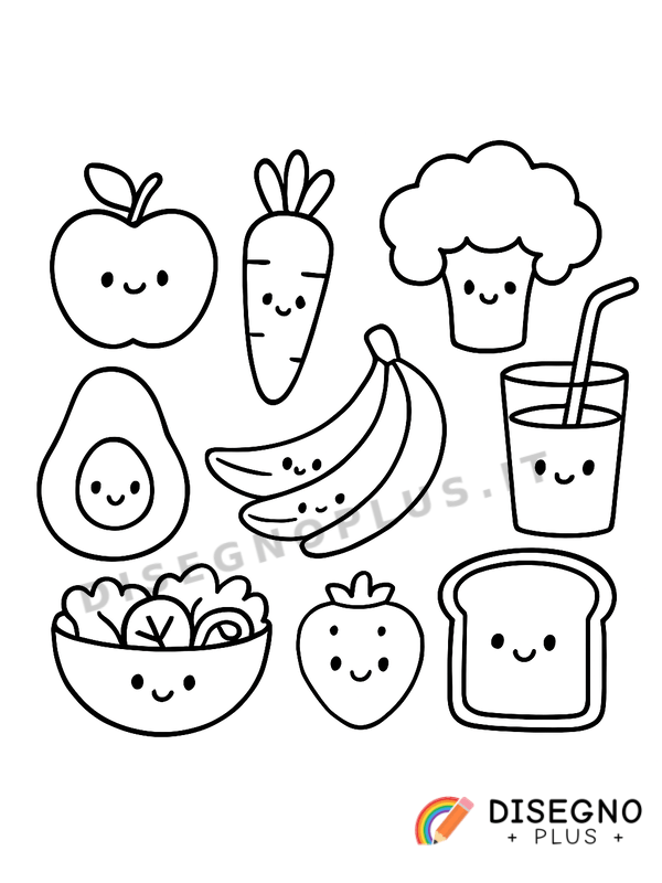 Disegno Cibi sani da colorare