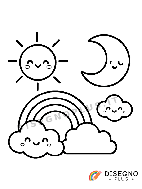 Disegno Cieli azzurri con nuvole leggere   da stampare e colorare