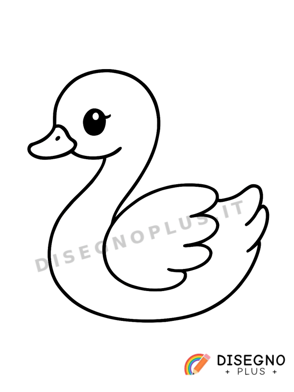 Disegno Cigno bianco tra i fiori di loto rosa   da stampare e colorare