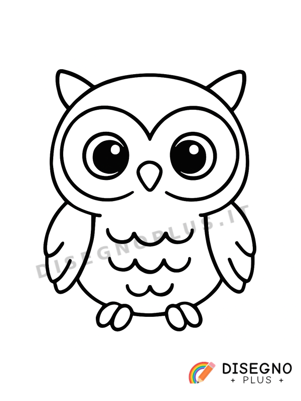 Civetta notturna con occhi grandi e curiosi Disegno Civetta notturna con occhi grandi e curiosi da stampare e colorare