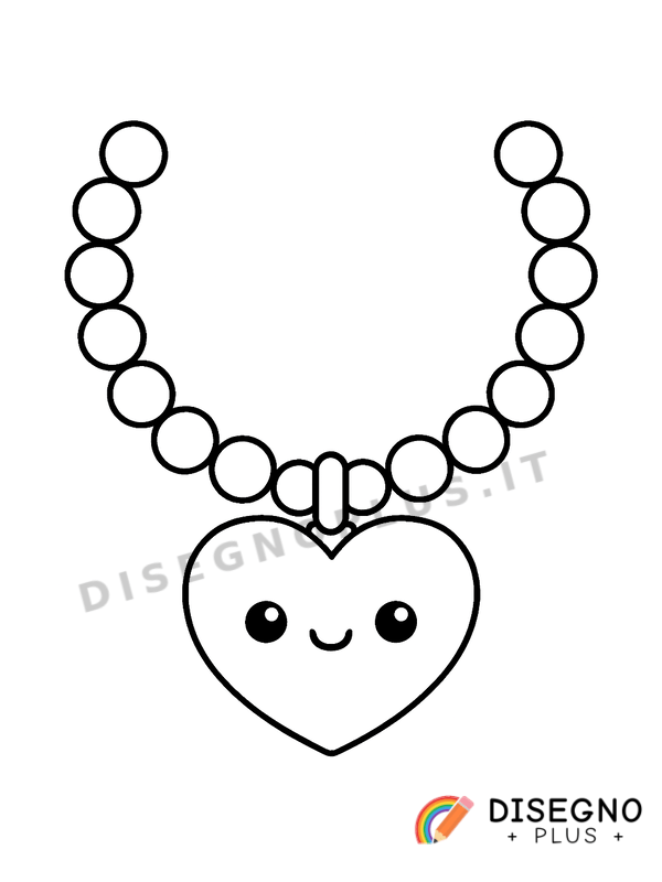 Disegno Collana con ciondolo a cuore   da stampare e colorare