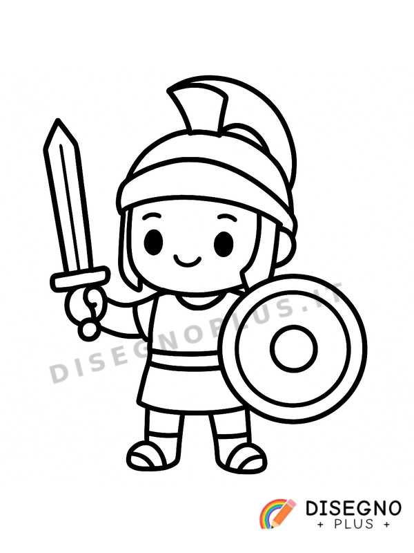 Disegno Combattente con spada e scudo   da stampare e colorare