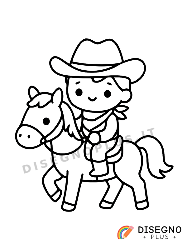 Disegno Cowboy a cavallo da colorare