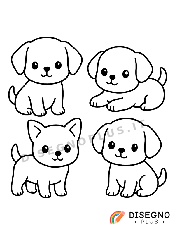 Disegno Cuccioli di cane in un cesto   da stampare e colorare