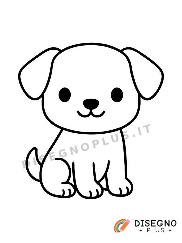 Disegno Cucciolo di cane con fiocco blu   da stampare e colorare