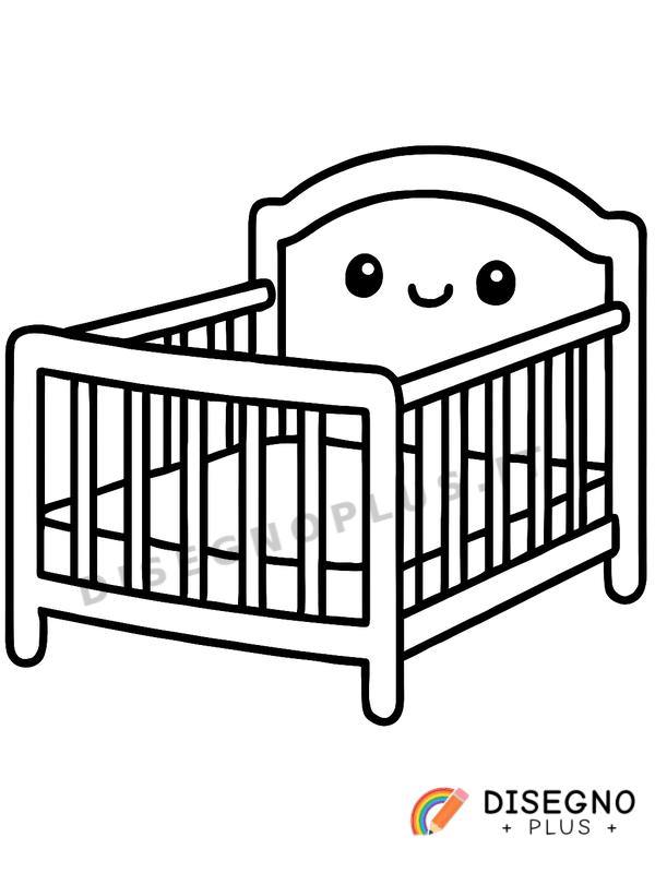 Disegno Culla di legno con lenzuolino   da stampare e colorare