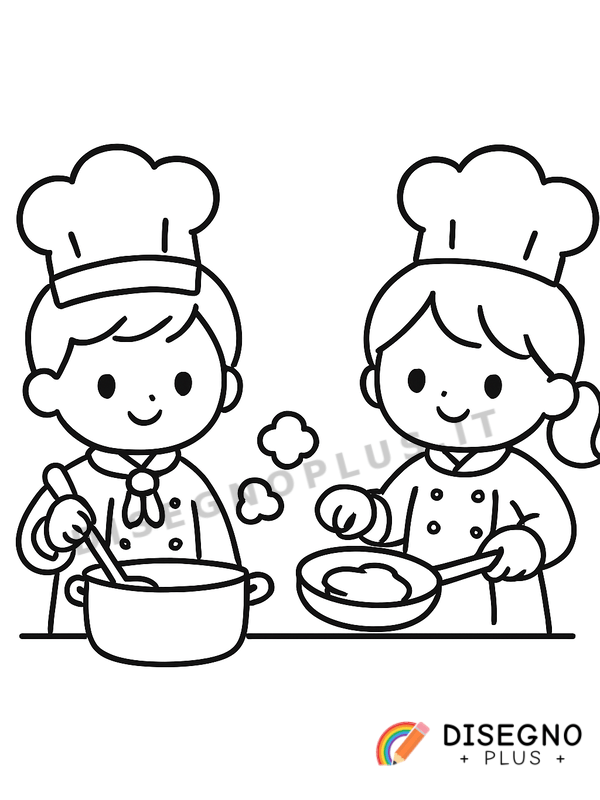 Disegno Cuochi che cucinano in cucina   da stampare e colorare