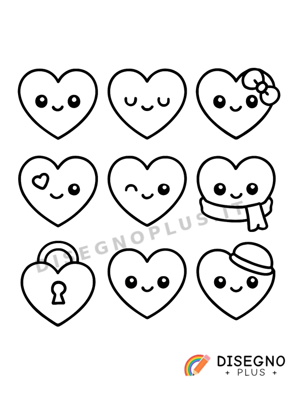 Disegno Cuori rossi da colorare