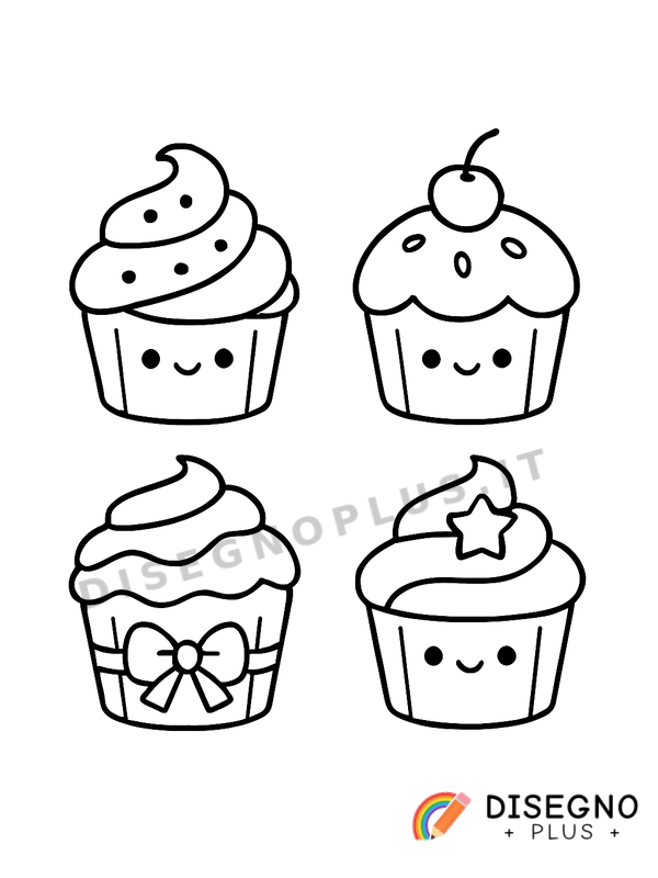 Disegno Cupcakes decorati da colorare